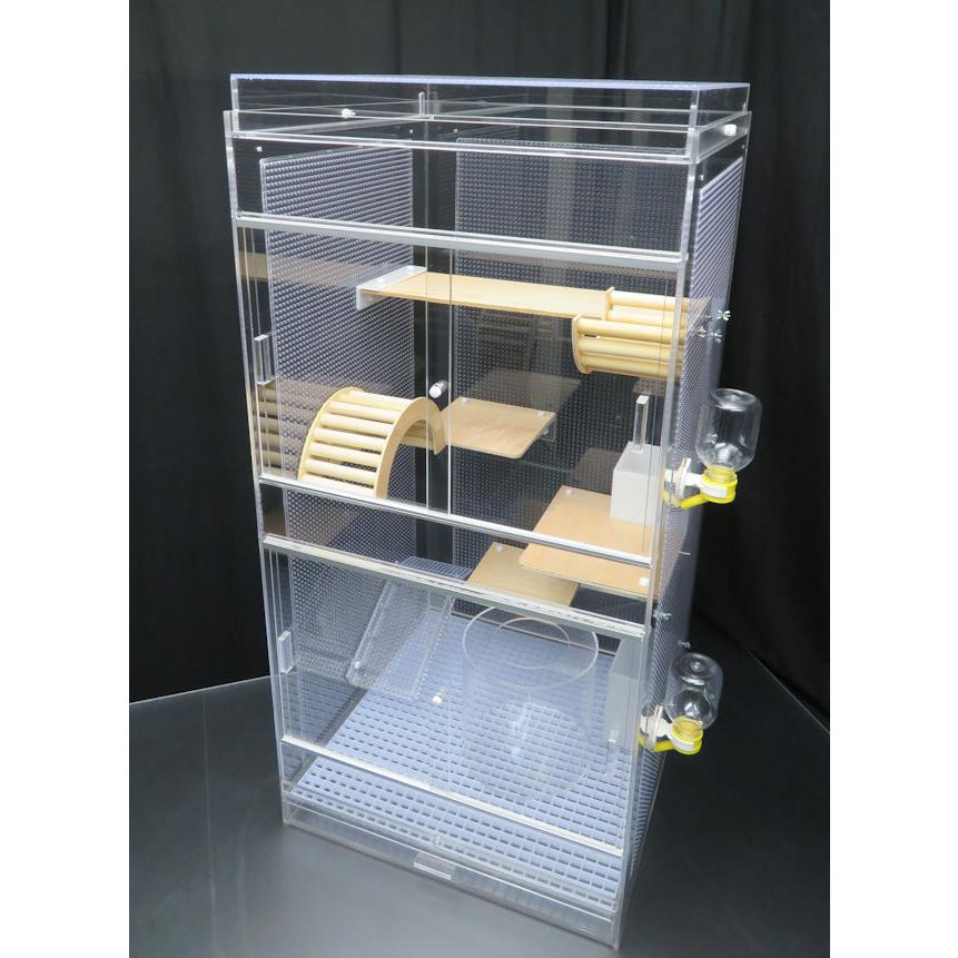 完売完売大型チンチラ一体化ケージ 45×45×93cm 3面パンチング 平面フタ スペシャルセット ケージ、アクセサリー デグーマウス ジョイントケージ 60×45×93 スペシャルセット キャスター架台付