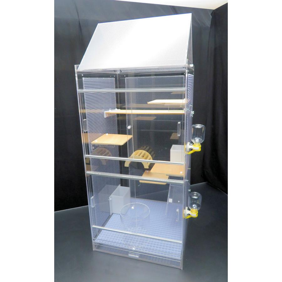 大型デグーマウス一体化ケージ 50×50×123cm 3面パンチング 三角屋根 