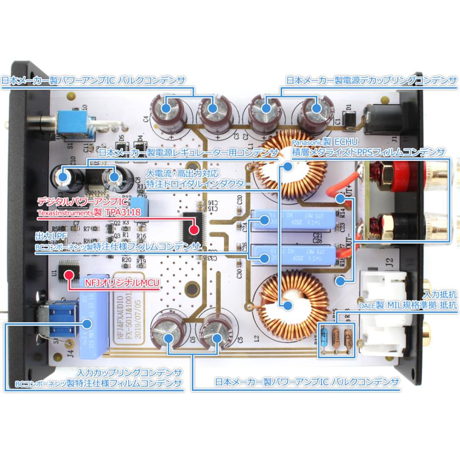 FX-AUDIO- FX-501J[ブラック] TPA3118デジタルアンプIC搭載 PBTL モノラル パワーアンプ 1ch ParallelBTL｜nfj｜03