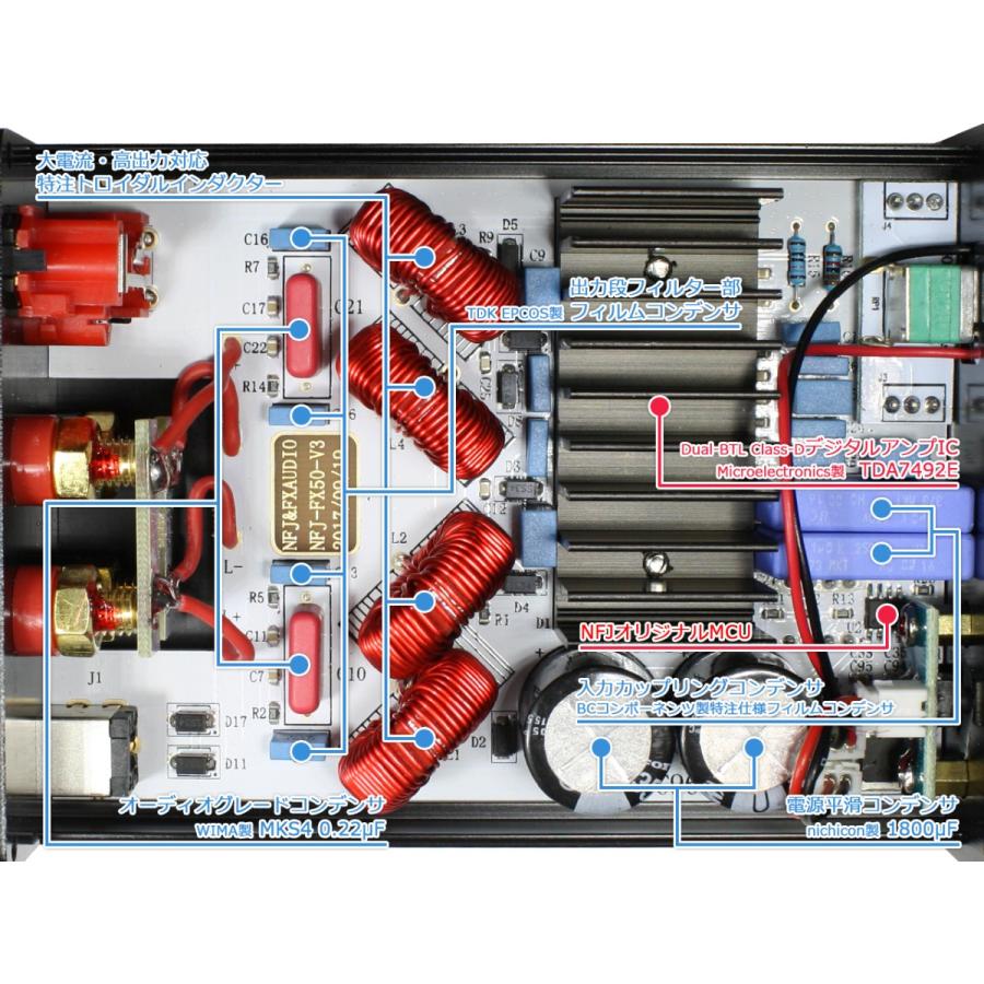 FX-AUDIO- FX-50 第2ロット[ブラック] TDA7492EデジタルアンプIC搭載 50WX2ch パワーアンプ | FX AUDIO | 02