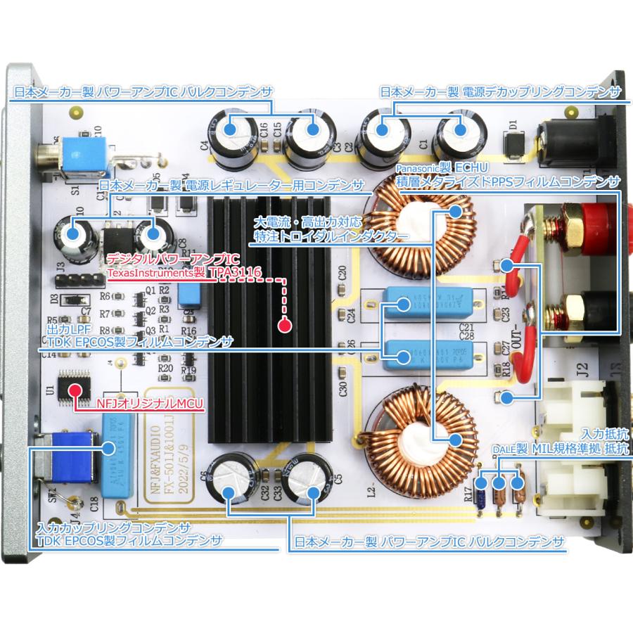 ★★★ FX-AUDIO- 1001Jモノラルアンプ 2台送料込 おまけ付★★★ FX AUDIO FX-AUDIO- FX-1001J[チタンブラック] TPA3116デジタルアンプ