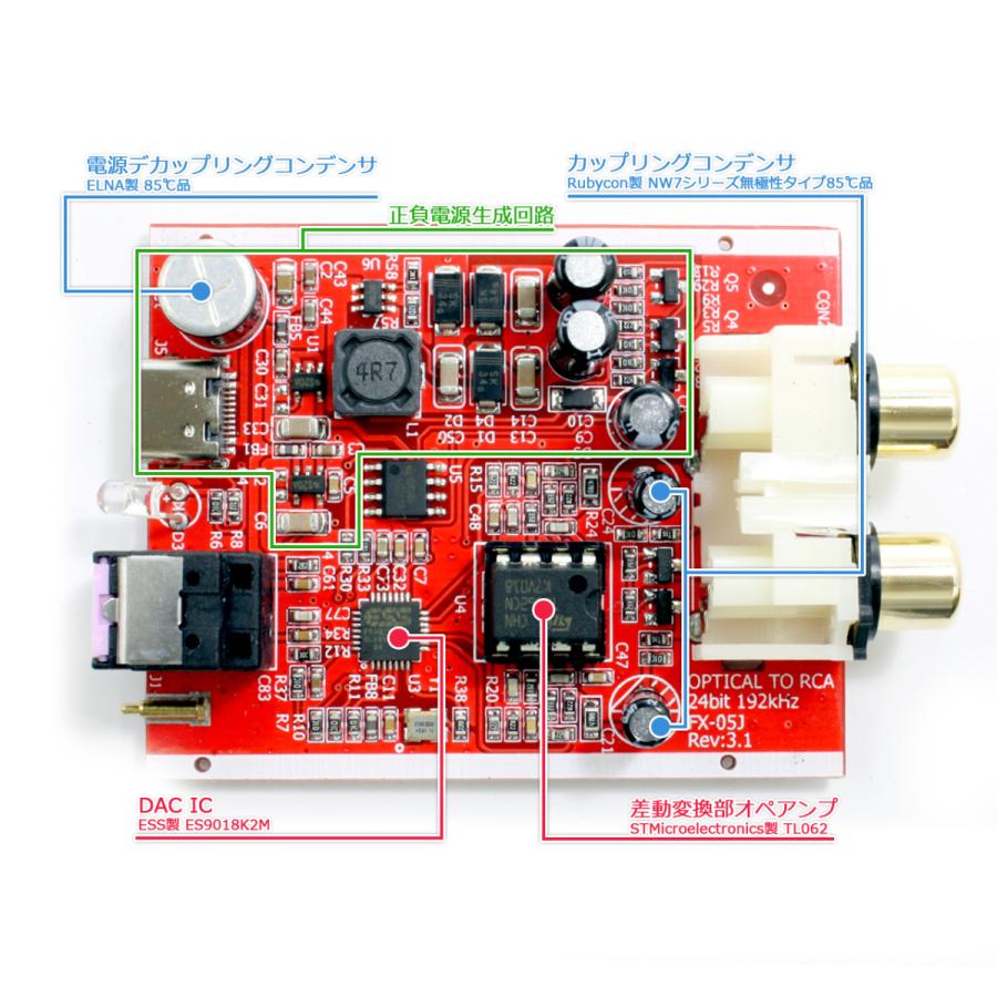 FX-AUDIO- FX-05J 光デジタル入力対応 ハイエンドモバイルオーディオ用DAC ES9018K2M搭載 USB電源駆動 ハイレゾ対応DAC｜nfj｜05