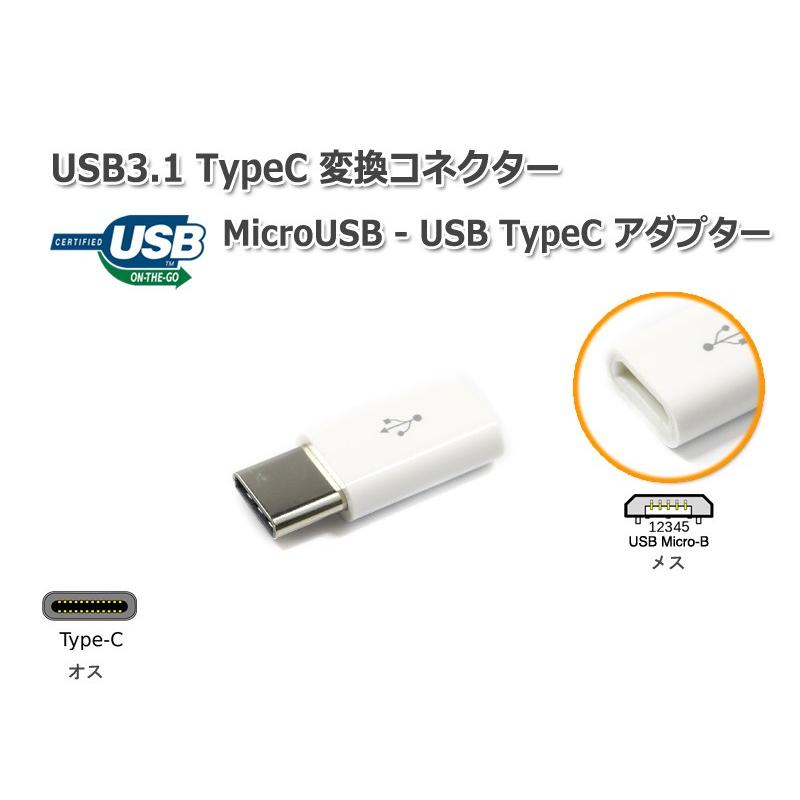Micro USB to Type C 変換アダプター 変換コネクタ Type-C タイプC