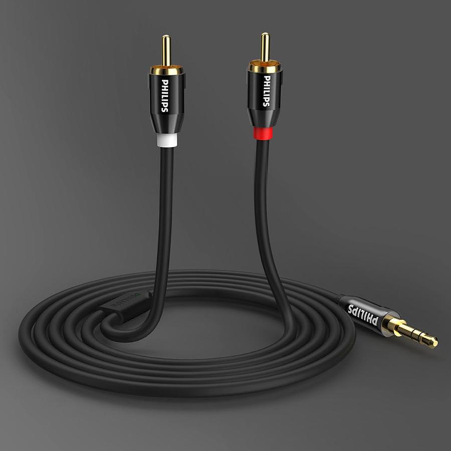 PHILIPS RCA - 3.5mm ステレオミニケーブル オーディオ ケーブル 2m SWR2121B[H] 銀メッキ 芯線 メタルハウジング 金メッキ仕様 | ブランド登録なし | 01