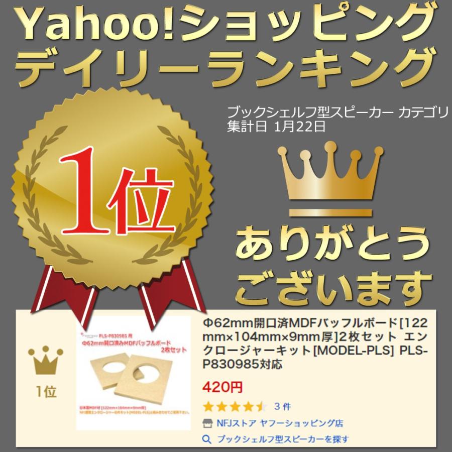 Φ62mm開口済MDFバッフルボード[122mm×104mm×9mm厚]2枚セット