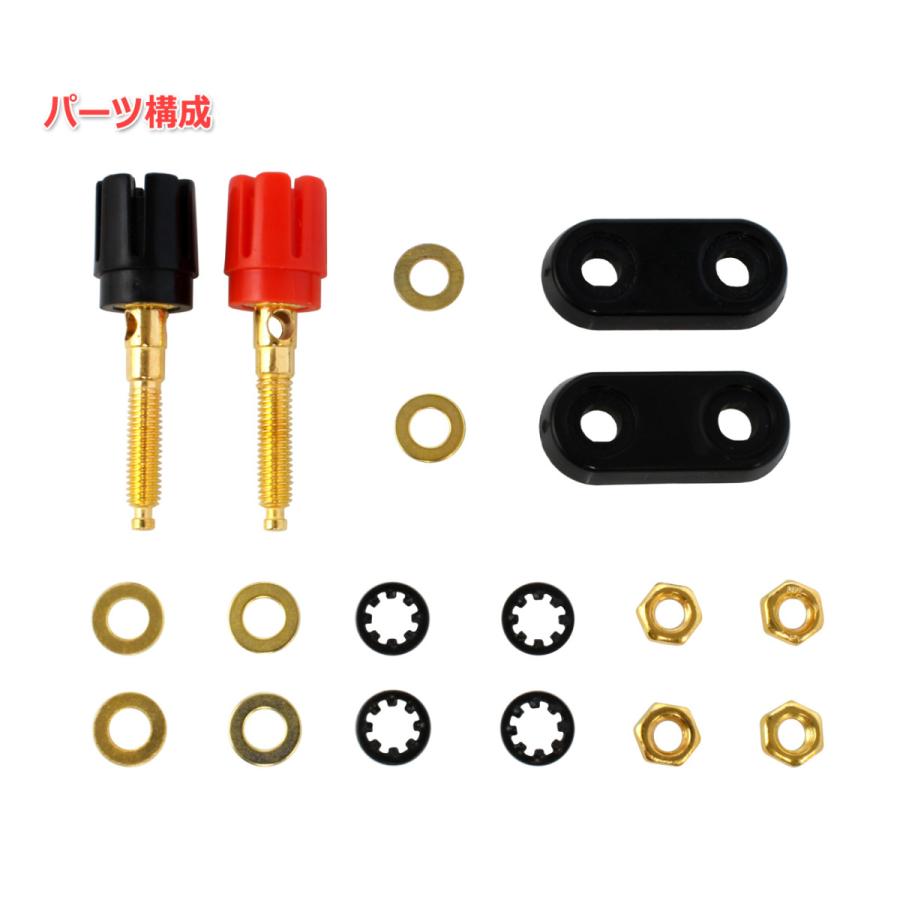 赤・黒一体 取付型金メッキバナナプラグスピーカーターミナル 2 赤・黒一体 取付型金メッキバナナプラグスピーカーターミナル 2