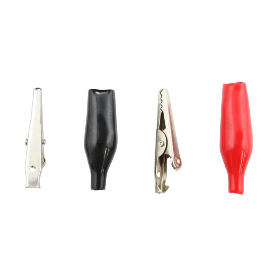 ワニ口クリップ[28mm×35mm](赤/黒) 10個セット ミノムシクリップ 保護