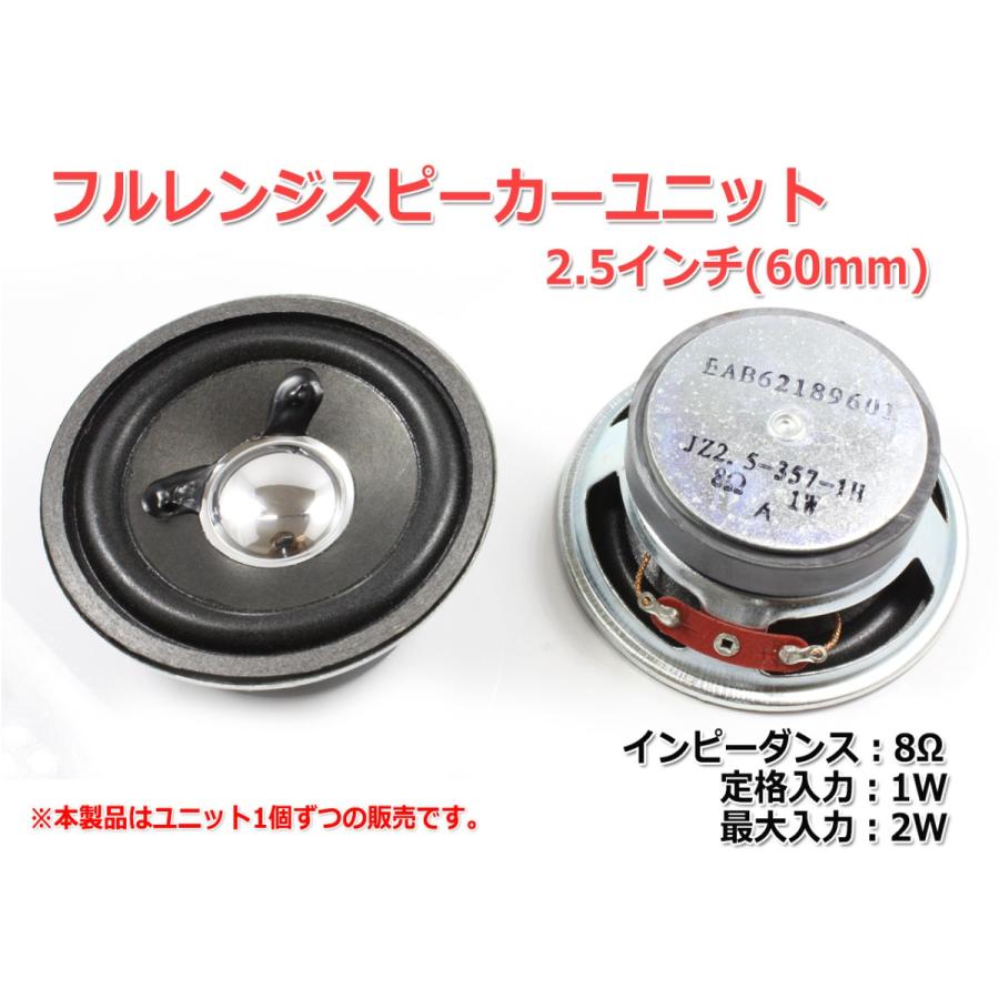 フルレンジスピーカーユニット2.5インチ(60mm) 8Ω/MAX2W [スピーカー自作/DIYオーディオ]｜nfj