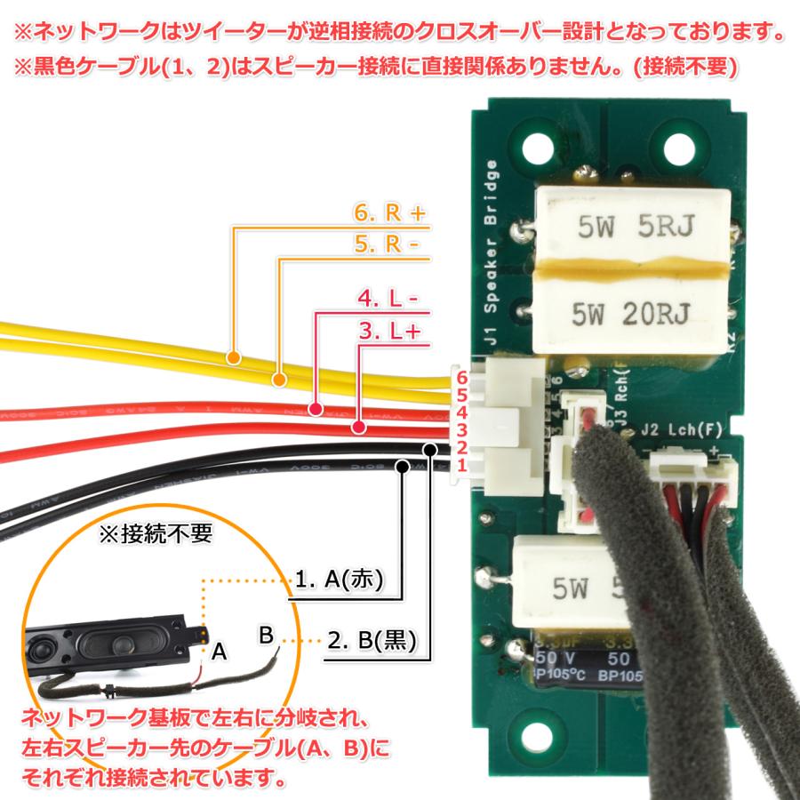 ツイーター＆フルレンジ 2WayスピーカーモジュールL/R[2個セット]＆ネットワーク フルセット サウンドバー自作に最適 4Ω[スピーカー自作/DIY]｜nfj｜05