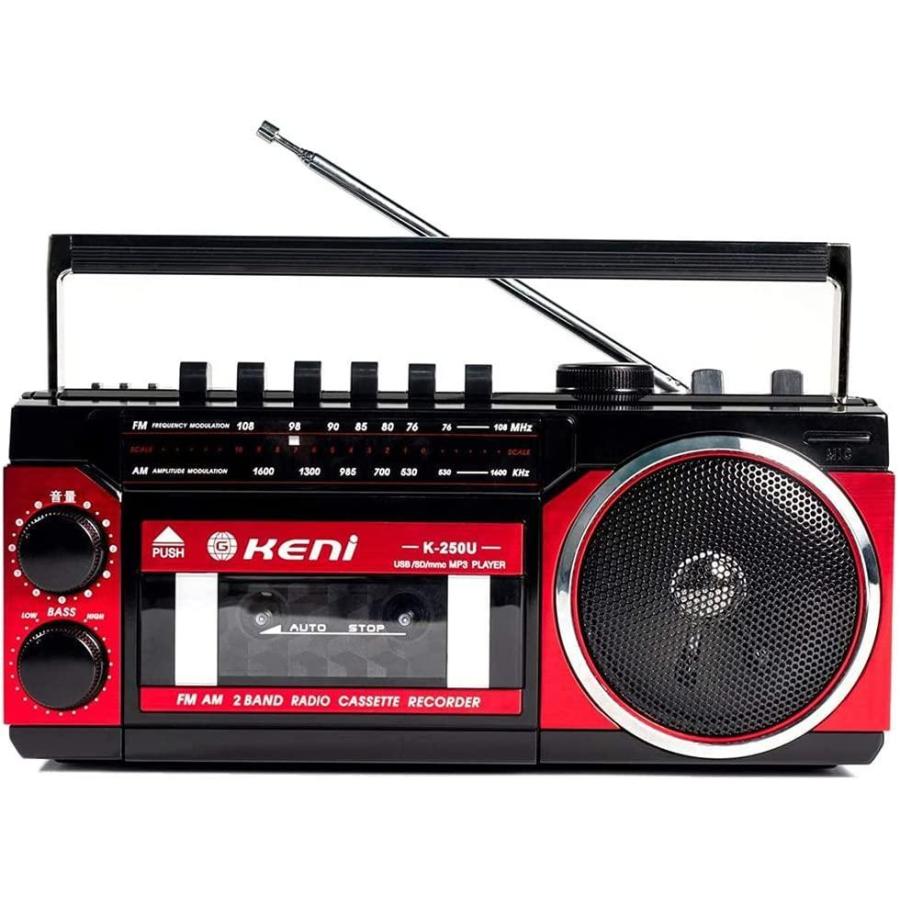 G Keni ラジオカセットレコーダー Am Fmラジオ Usb Sdカードmp3再生対応 カセットテープ 再生 録音可能 ポータブルラジカセ 乾電