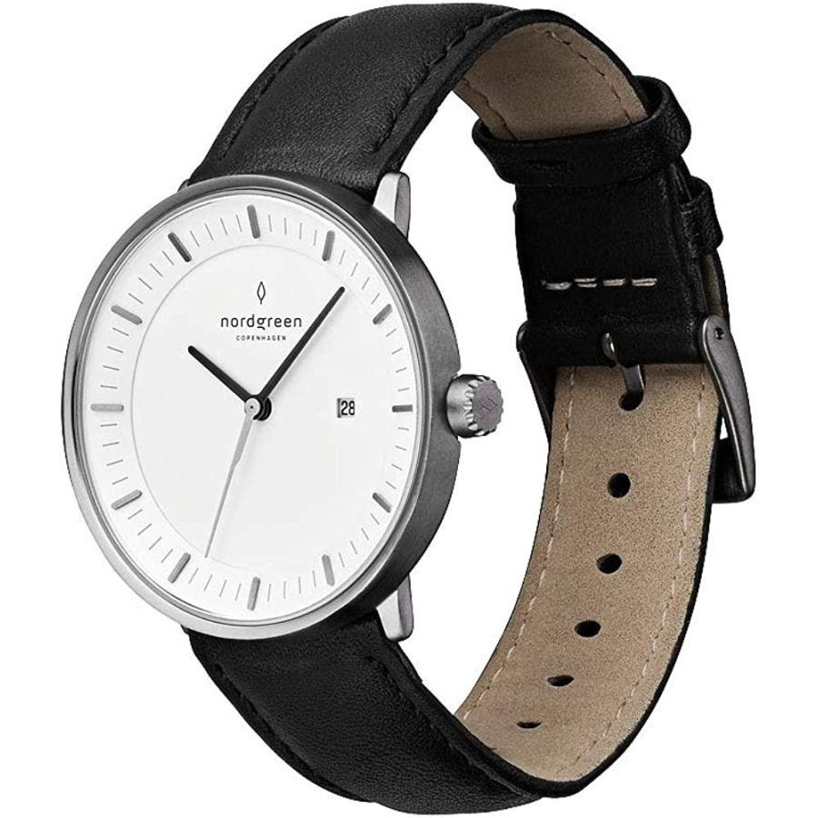 大切な人へのギフト探し 北欧デザイン腕時計 [ノードグリーン]Philosopher Nordgreen レディースのガンメタルの北欧 ブラックレ 36mm デザイン腕時計 腕時計用ベルト、バンド