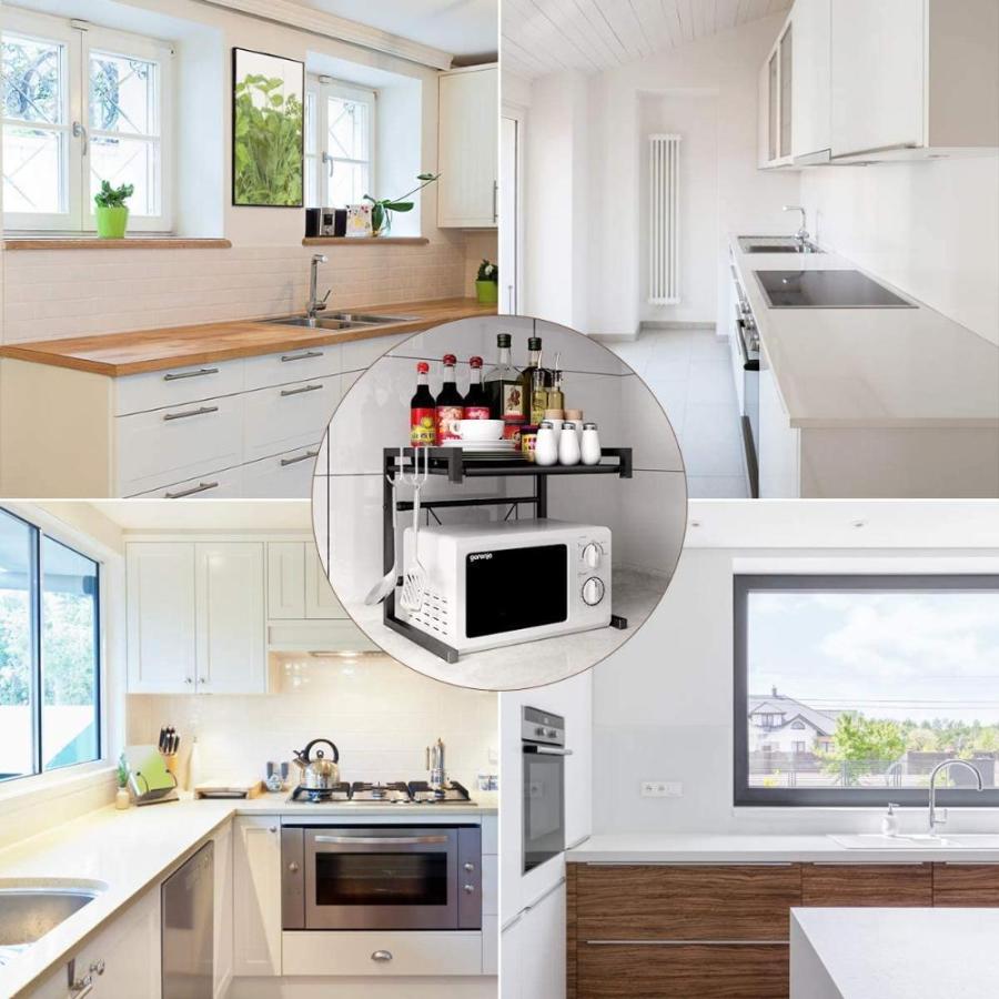 Besontレンジ上ラック スチールラック 39 54cm 伸縮式 レンジ台 幅 荷重30kg