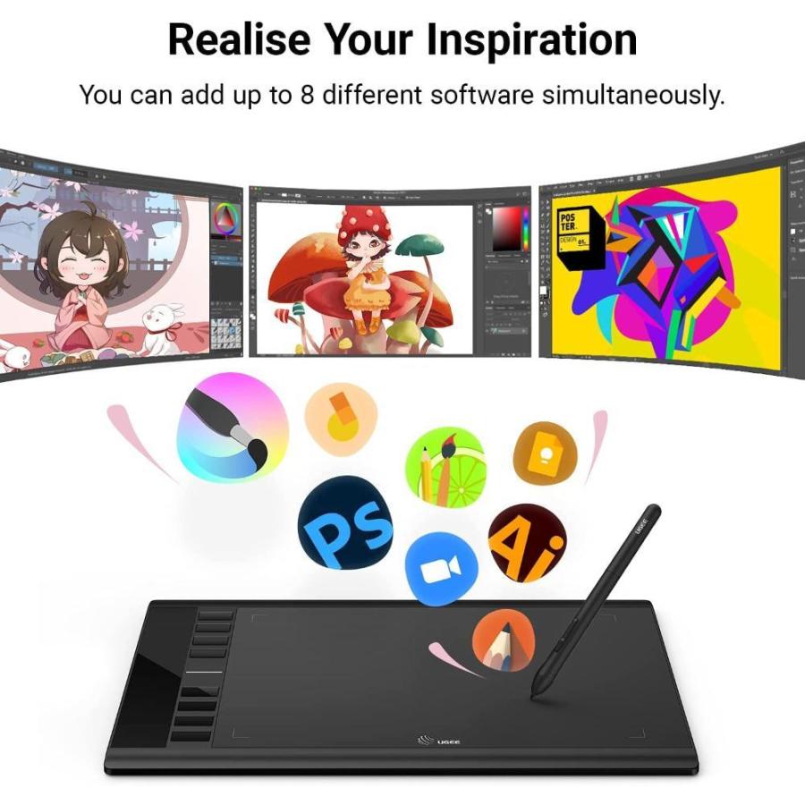 Ugee M708 ペンタブレット 10x6インチデジタル描画ボード カスタマイズ可能な8つのショートカットキー イラストや絵画 絵描き用タブレット Gys Nft Shop ヤフー店 通販 Yahoo ショッピング