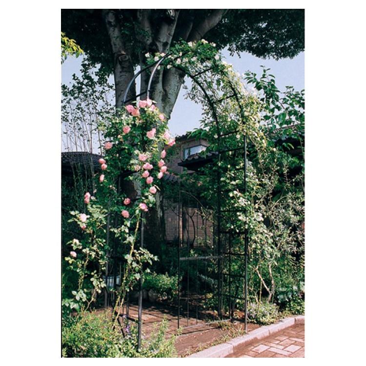 【東京公式通販】 重厚なアイアンでバラ等のつる性植物に最適な門扉付ガーデンアーチ 門扉付アーチ タイプB