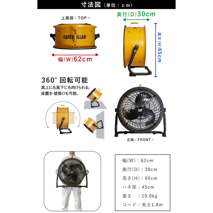 業務用扇風機 サーキュレーター ハイパワー 業務用 扇風機 換気 熱中症対策 暑さ対策 ウイルス対策 工場扇 床置 壁掛け 羽根径 45cm｜ngh｜03