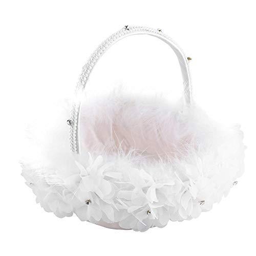 ブランド買うならブランドオフ フラワーバスケット 花かご 花バスケット 花嫁のバスケット レース付き ヨーロッパ式 手織り ロマンチック 結 Heartlandgolfpark Com