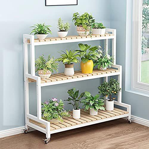 絶妙なデザイン ベランダ フラワースタンド 屋外 簡単組み立て キャスター付き 幅80 100 1cm 3段 花台 おしゃれ ガーデンラック 鉢 プランターラック