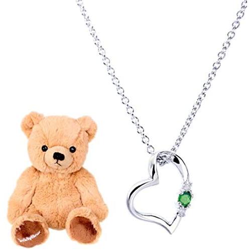セール品 シアーズ Sears 天然ダイヤ ハート ネックレス レディース テディベア ぬいぐるみセット 5月 エメラルド ブラウンベア 1491 Tdt 大特価アウトレット Www Clinicagastroservice Com Br