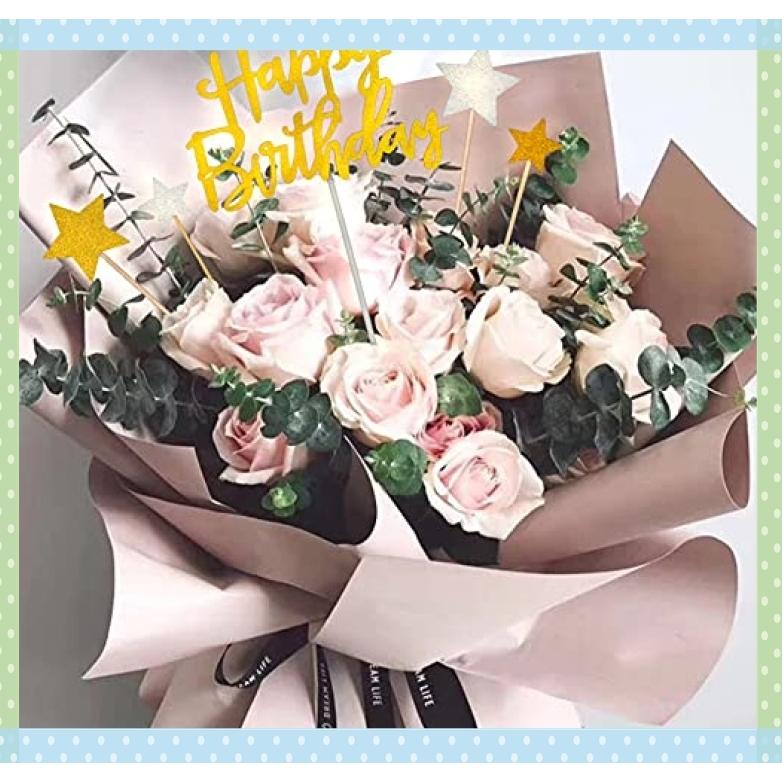 Adomi パーティー飾りセット 誕生日パーティー 花挿入カード 1 Happy Birthday 40 星 ゴールドとシルバー 男女通用 メール便不可