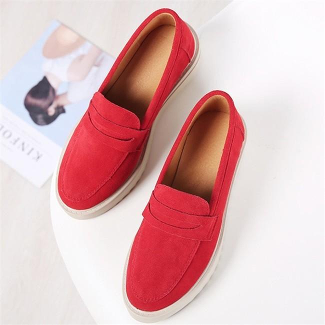 スリッポン レディース ローファー シンプル モカシン 厚底 スエード調