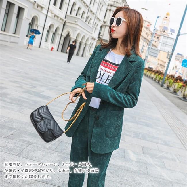 セットアップ レディース スーツセット 上下セット コーデュロイ ジャケット ロングパンツ シンプル 長袖 着痩せ おしゃれ 大きいサイズ xftz06 Ngytomato 通販 Yahoo ショッピング