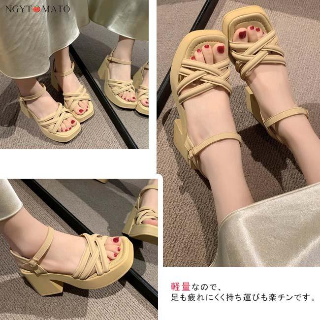 サンダル レディース 厚底 プラットフォーム ストラップ ベルトサンダル 厚底サンダル 厚底スポサン おしゃれ 美脚 カジュアル 履きやすい 歩きやすい 可愛い 黒 | ブランド登録なし | 05