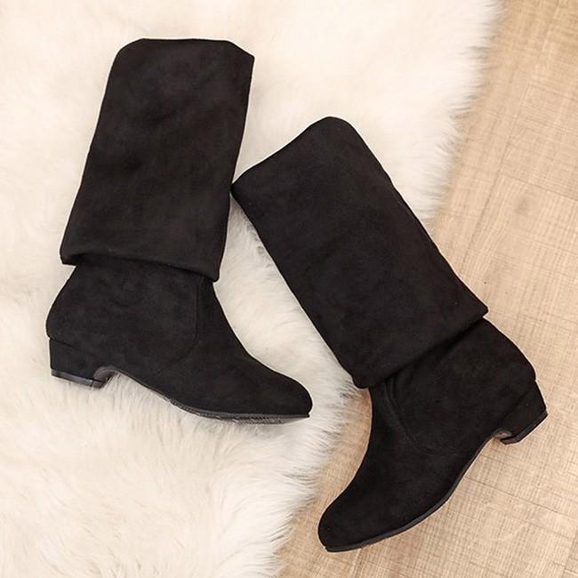 ロングブーツ レディース ニーハイブーツ 2way 無地 ローヒール 厚底