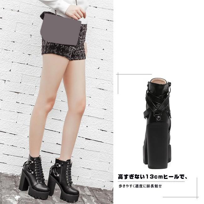 ショートブーツ レディース 太ヒール ハイヒール ショート丈 レース