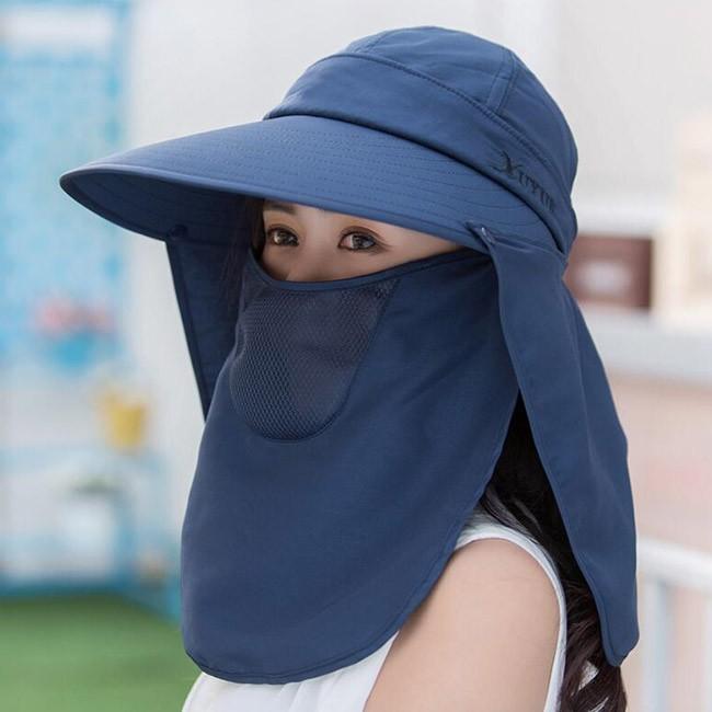 uvカット帽子 レディース サンバイザー つば広 フェイスカバー 小顔