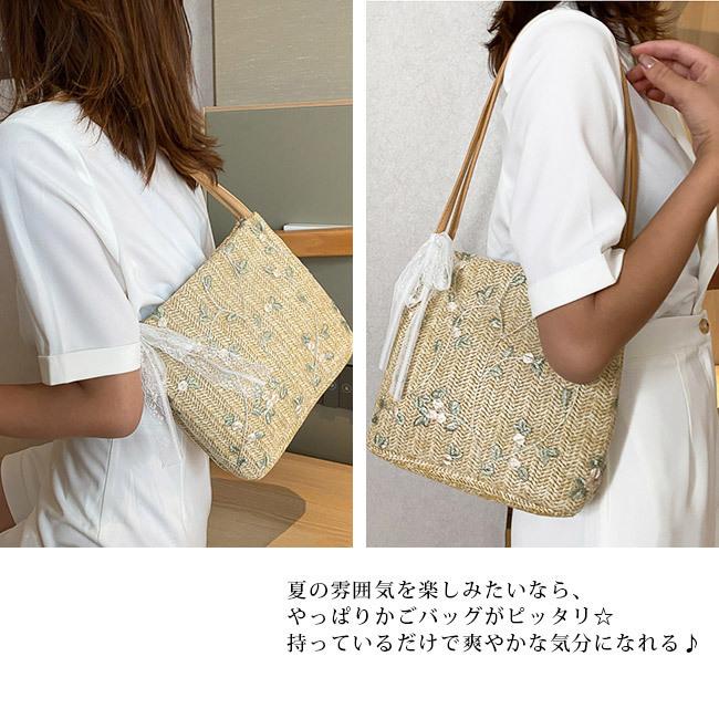 カゴバッグ ハンドバッグ ストローバッグ トートバッグ 夏バッグ