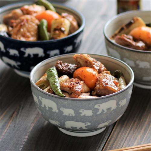 みのる陶器　白くま　軽量4寸お好み丼　グレー　 オリジナル　2個セット 日本製 美濃焼 |  | 01