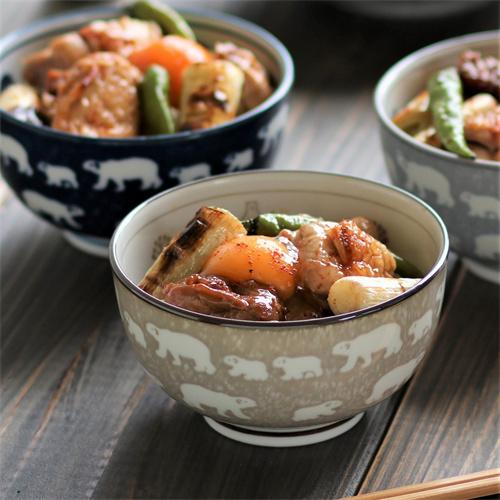 みのる陶器 白くま 軽量4寸お好み丼 グレー オリジナル 2個セット 日本