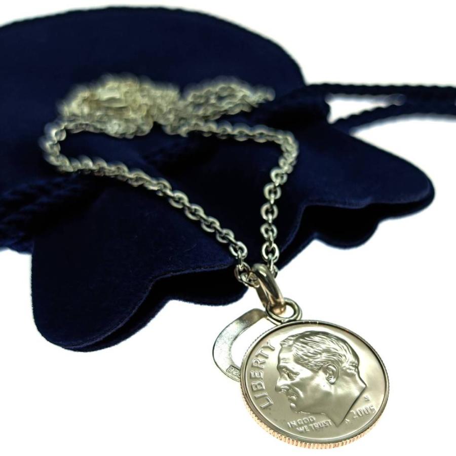 誕生日プレゼント 男性 メンズ 20代 30代 40代 50代 60代 20歳 二十歳 夫 息子 彼氏 男子 イニシャル チャーム ラッキーコイン  DIME（ダイム）ネックレス