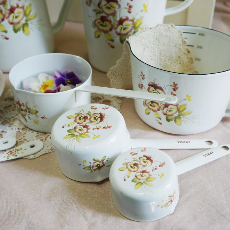 イマン　イヴ　ライスメジャーカップ　イブ　ホーロー イマン imane パンジー 片手計量カップ200ml 食器 ホーロー 琺瑯