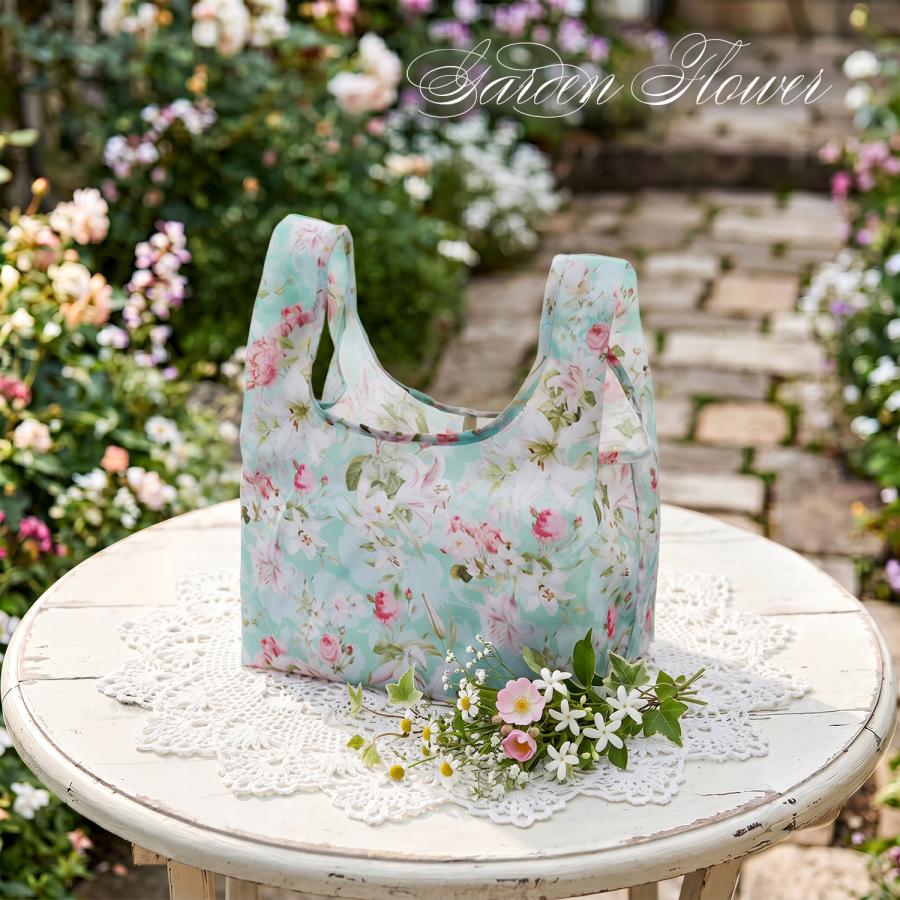 エコバッグ コンパクト コンビニ 折りたたみ レジバッグ 花柄 シック