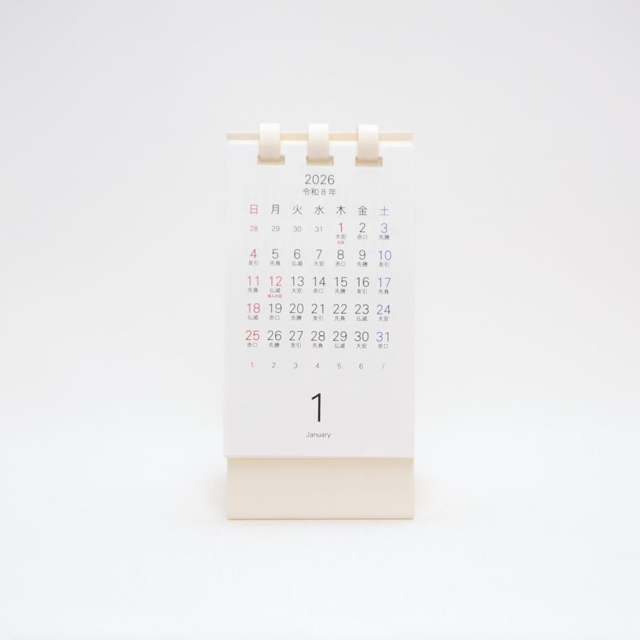 2026年 卓上カレンダー ミニ シンプル おしゃれ 卓上 スリム オフィス ビジネス 六曜入り 日曜始まり 月曜始まり 2026年1月〜2027年1月【たて型】 |  | 01
