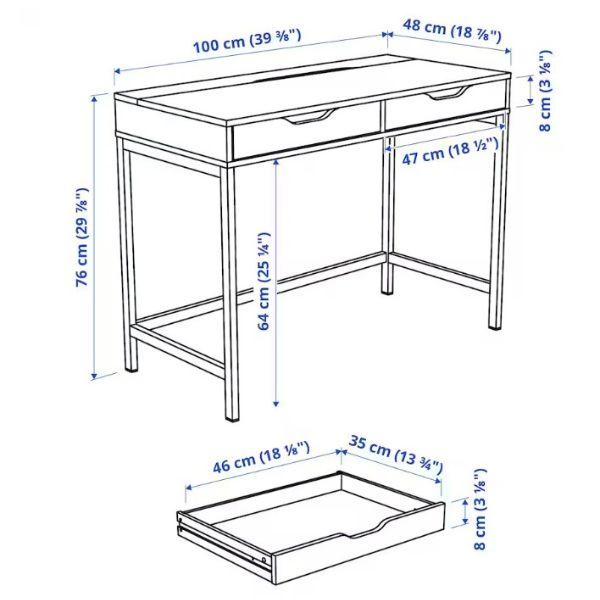 IKEA イケア ALEX アレクス：デスク100x48 cm ホワイト（304.735.59