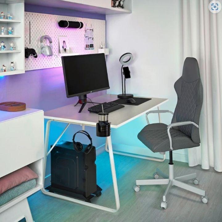 IKEAデスク、ゲーミングデスク FREDDE フレッデ デスク, ブラック, 185x74x146 cm - IKEA