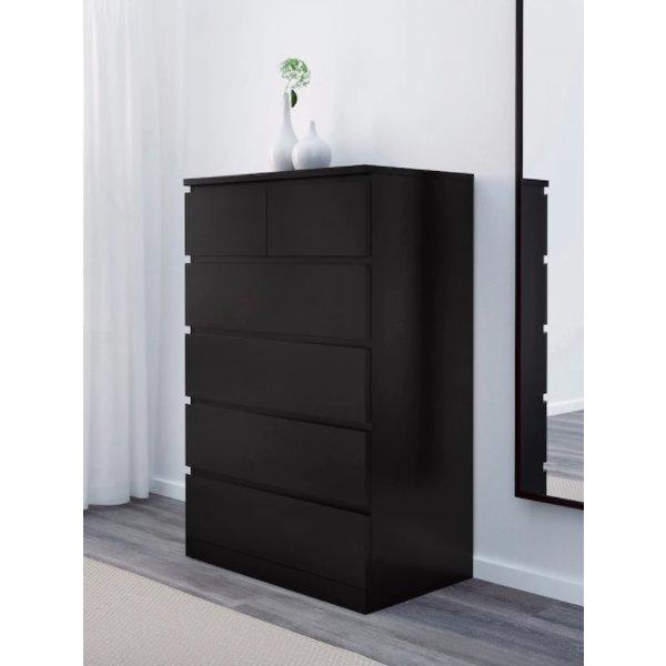 イケア（IKEA） MALM マルム チェスト 引き出し 6段 ブラックブラウン
