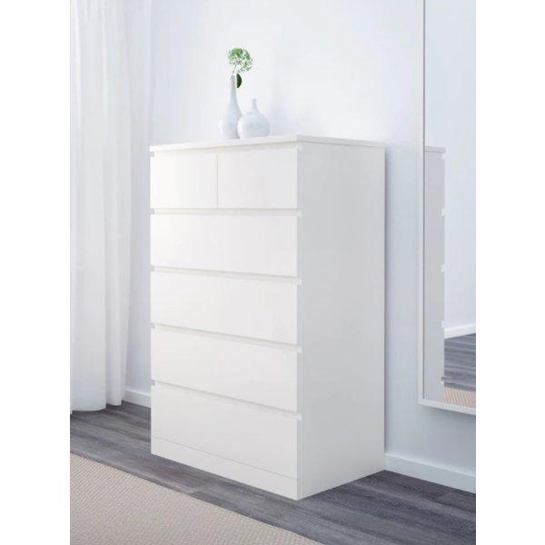 IKEA イケア MALM マルム チェスト 引き出し 6段 ホワイト 80x123 cm 