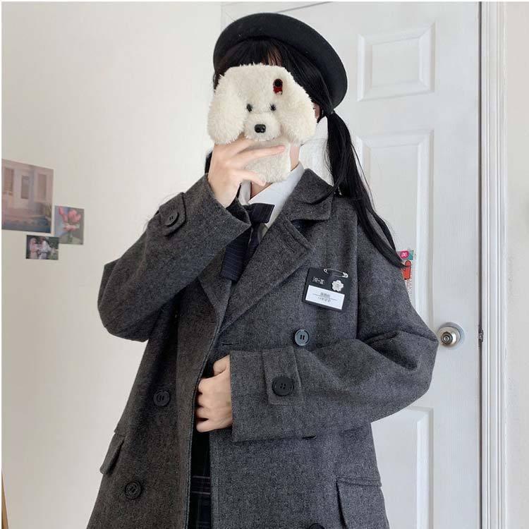 新作入荷 ピーコート レディース 女子 Pコート ボタン ロング丈 制服 秋冬 通勤 通学 オフィス 学生 スクール 厚手 ライナー付き 紺 ネイビー グレー Umb Digital