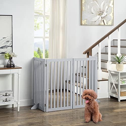 （新品,未開封） unipaws ハイタイプペットゲート置くだけ木製バリア、犬用フェンス 、グレー 【2073499086】(11703円)