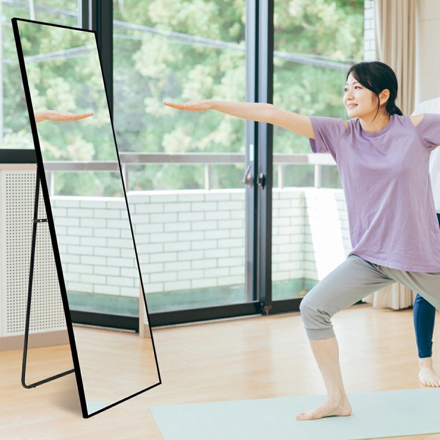 スタンドミラー 姿見鏡 全身鏡 大型 直角 160cmx50cm 軽量 おしゃれ