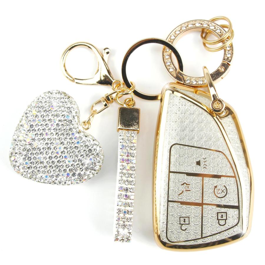 【並行輸入品】 YIKECASE Key Fob Cover with Diamond Keychain Fit for Chevy Car K | 