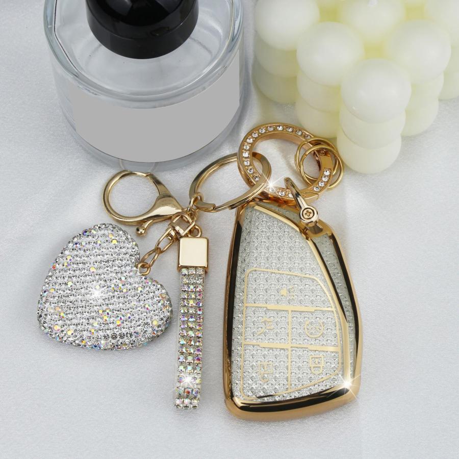 【並行輸入品】 YIKECASE Key Fob Cover with Diamond Keychain Fit for Chevy Car K |  | 06