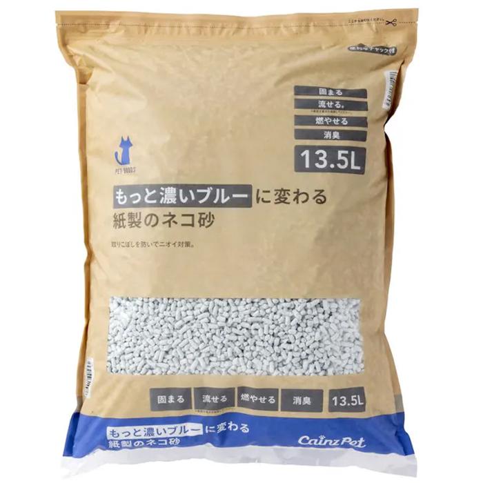 猫砂 もっと濃いブルーに変わる紙製のネコ砂 13.5L 消臭 抗菌 大容量