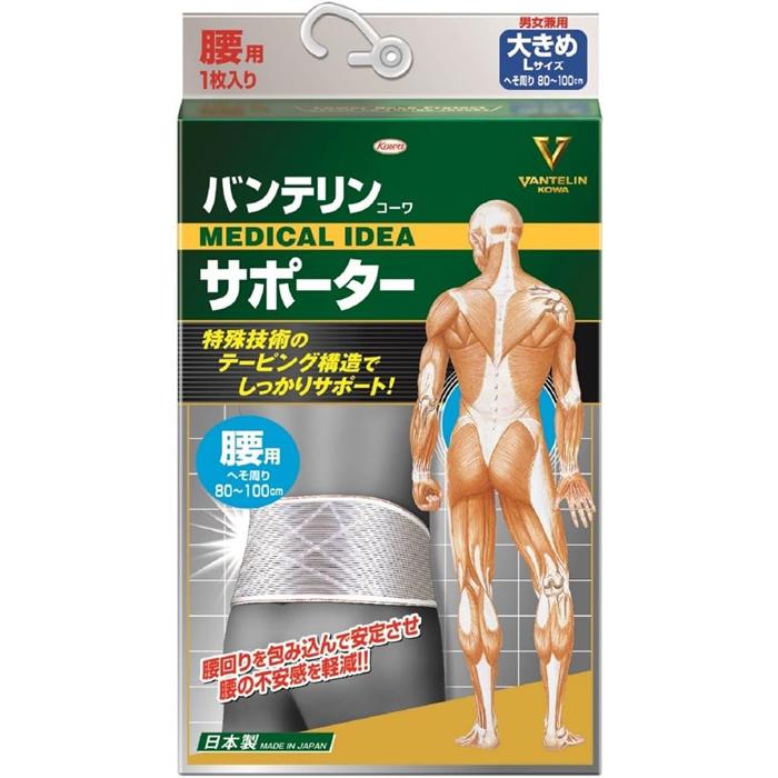 【５個セット】【送料・代引き手数料無料】 【即納】　バンテリンコーワサポーター腰用 大きめ(L)80-100cm シャイニンググレー 男女共用 バンテリンコーワ バンテリンコーワサポーター腰用 シャイニンググレー