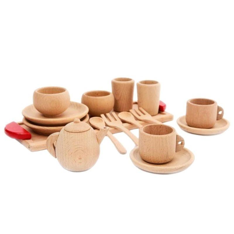 木製 食器 おもちゃ ドールハウスミニチュア カップ スプーン ティ カップ 皿 キッチン おままごと ごっこ遊び｜nicegrowingshop