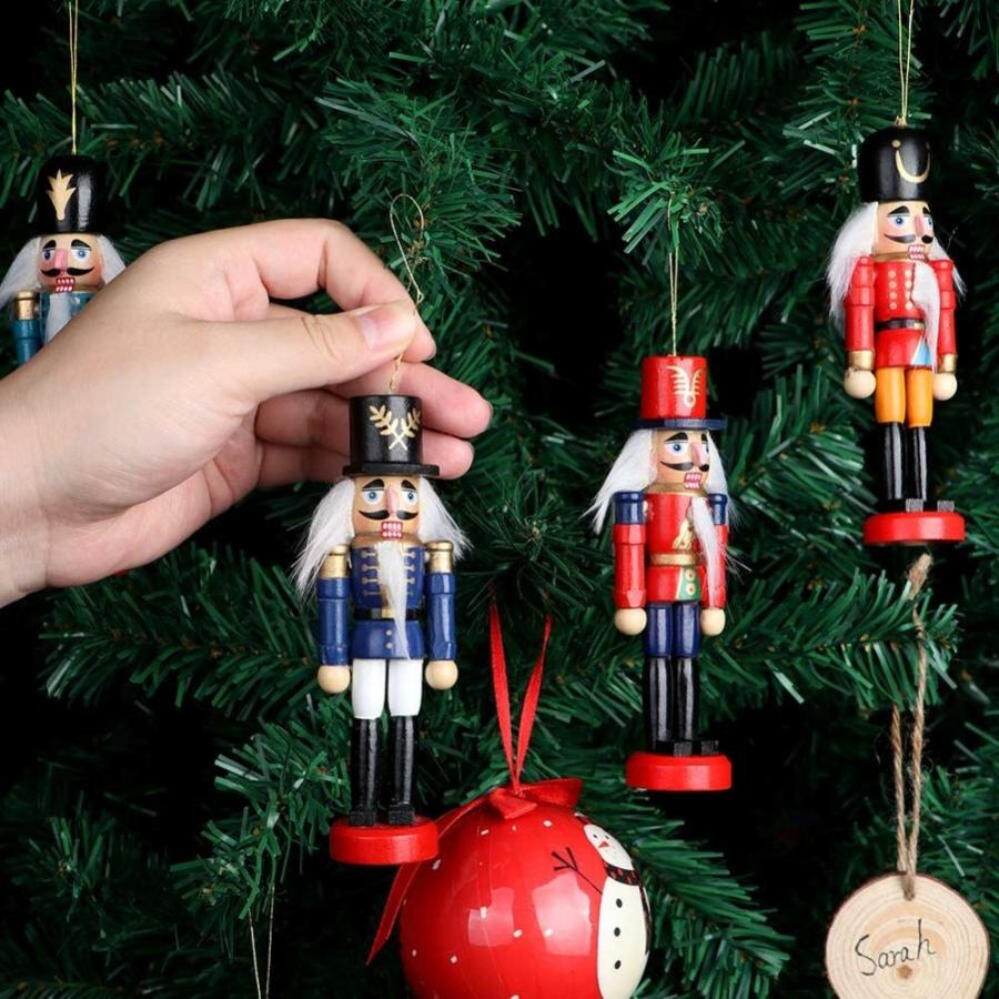 オーナメント くるみ割り人形 木製 フィギア クリスマスツリー 飾り付け 6個セット｜nicegrowingshop｜03