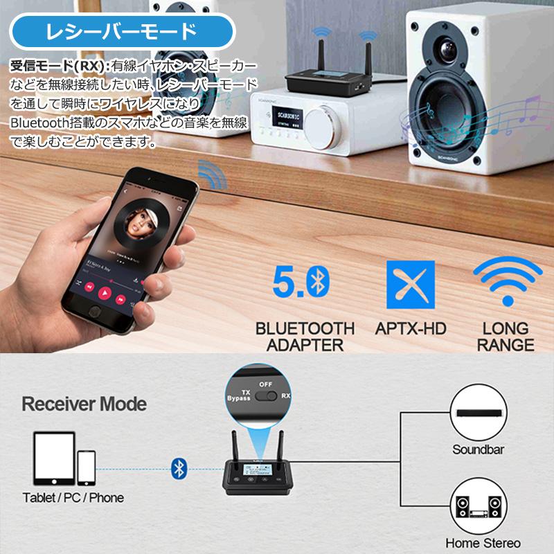 Bluetooth 5.0  LDAC ワイヤレス トランスミッター レシーバー 送受信機 2台同時送信 低遅延 aptx hd 高音質 イヤホン ヘッドホン スピーカー PC テレビ B03Pro+ |  | 04